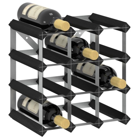 vidaXL Botellero para 12 botellas madera maciza de pino negro