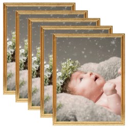 vidaXL Marcos de fotos collage de mesa 5 uds dorado MDF 13x18 cm