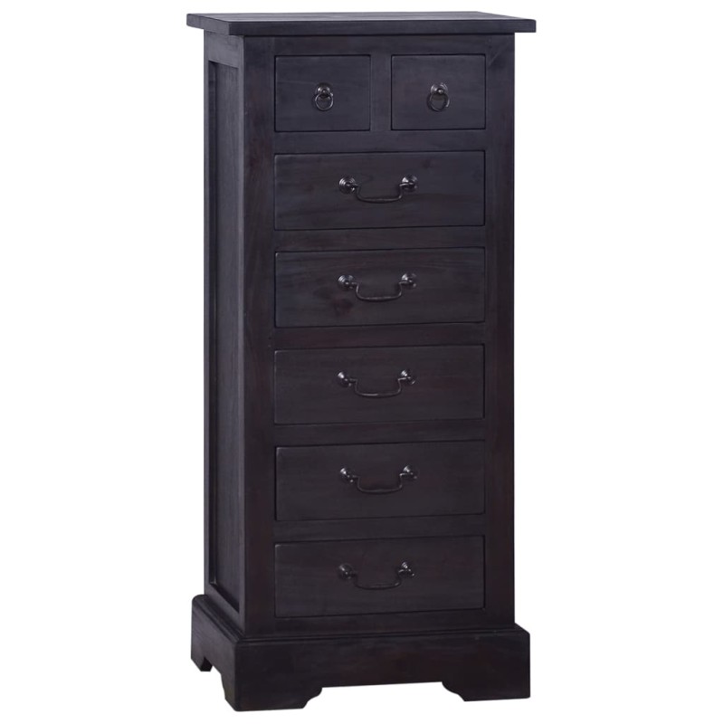 vidaXL Cómoda de madera maciza de caoba negro claro 45x35x100 cm vidaXL Cómoda de madera maciza de caoba negro claro 45x35x100 cm