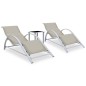 vidaXL Tumbonas con mesita 2 unidades aluminio color crema vidaXL Tumbonas con mesita 2 unidades aluminio color crema