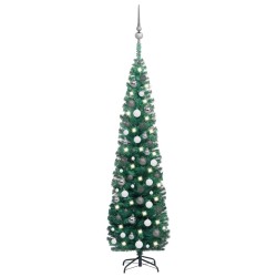vidaXL Árbol de Navidad preiluminado con luces y bolas verde 180 cm