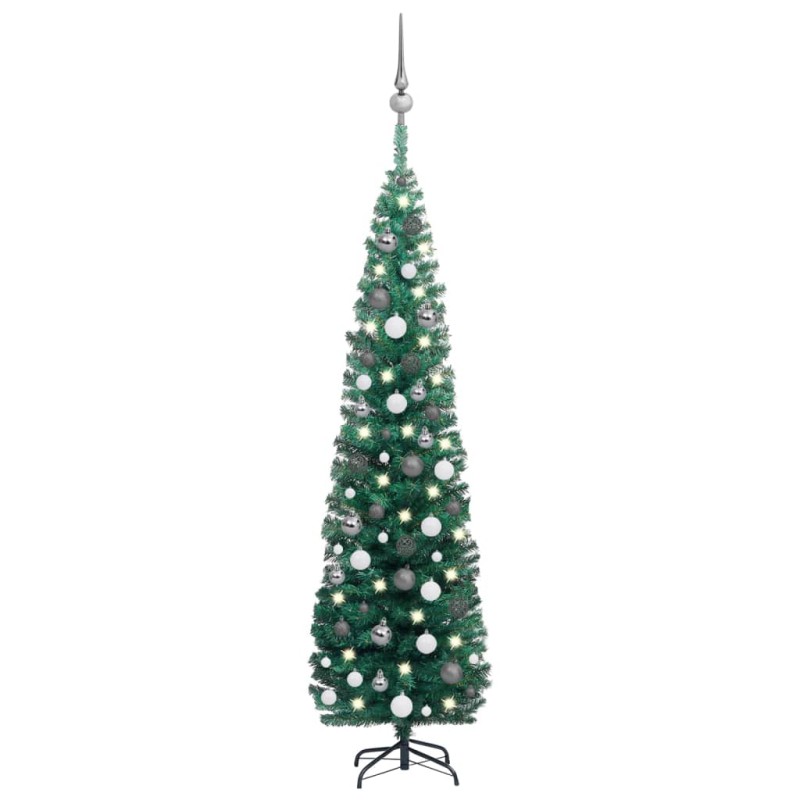 vidaXL Árbol de Navidad preiluminado con luces y bolas verde 180 cm vidaXL Árbol de Navidad preiluminado con luces y bolas verde 180 cm