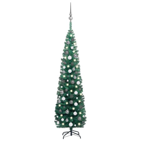 vidaXL Árbol de Navidad preiluminado con luces y bolas verde 180 cm