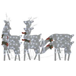 vidaXL Renos de Navidad 6 piezas de malla blanco frío plateado