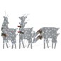 vidaXL Renos de Navidad 6 piezas de malla blanco frío plateado