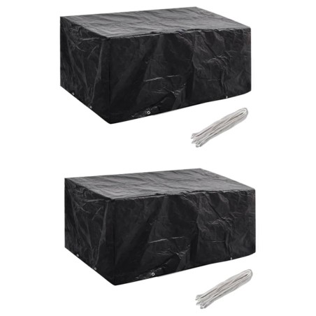 vidaXL Funda de muebles de jardín 2 uds set ratán 4 personas 8 ojales