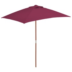 vidaXL Sombrilla de jardín con palo de madera 150x200 cm burdeos