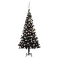 vidaXL Árbol de Navidad preiluminado con luces y bolas negro 150 cm