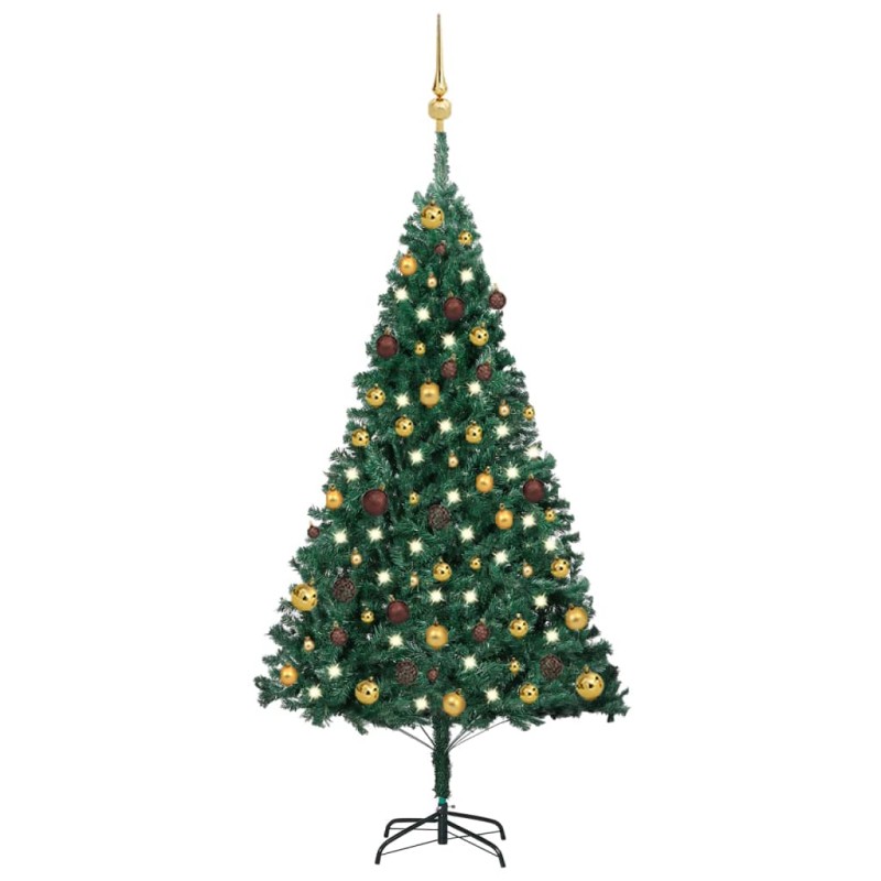 vidaXL Árbol de Navidad preiluminado con luces y bolas verde 150 cm vidaXL Árbol de Navidad preiluminado con luces y bolas verde 150 cm
