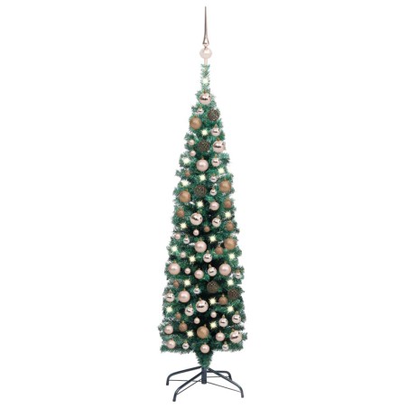 vidaXL Árbol de Navidad preiluminado con luces y bolas verde 150 cm