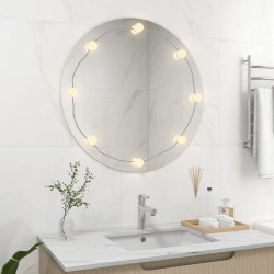 vidaXL Espejo de pared sin marco con luces LED redondo de vidrio