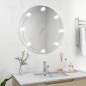 vidaXL Espejo de pared sin marco con luces LED redondo de vidrio vidaXL Espejo de pared sin marco con luces LED redondo de vidrio