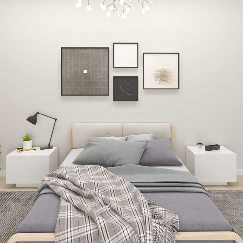 vidaXL Mesita de noche madera de ingeniería blanco 100x35x40 cm vidaXL Mesita de noche madera de ingeniería blanco 100x35x40 cm