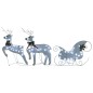 vidaXL Decoración navideña de renos y trineo de jardín blanco 140 LEDs
