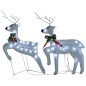 vidaXL Decoración navideña de renos y trineo de jardín blanco 140 LEDs
