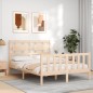 vidaXL Estructura de cama de matrimonio con cabecero madera maciza vidaXL Estructura de cama de matrimonio con cabecero madera maciza