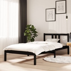 vidaXL Estructura de cama madera maciza negro 90x200 cm