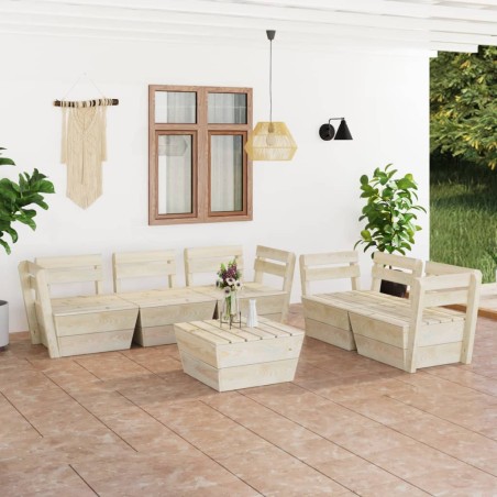 vidaXL Muebles de palés para jardín 6 pzas madera de abeto impregnada