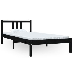 vidaXL Estructura de cama madera maciza negro 90x200 cm