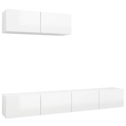 vidaXL Set de muebles de salón 3 pzas madera ingeniería blanco brillo
