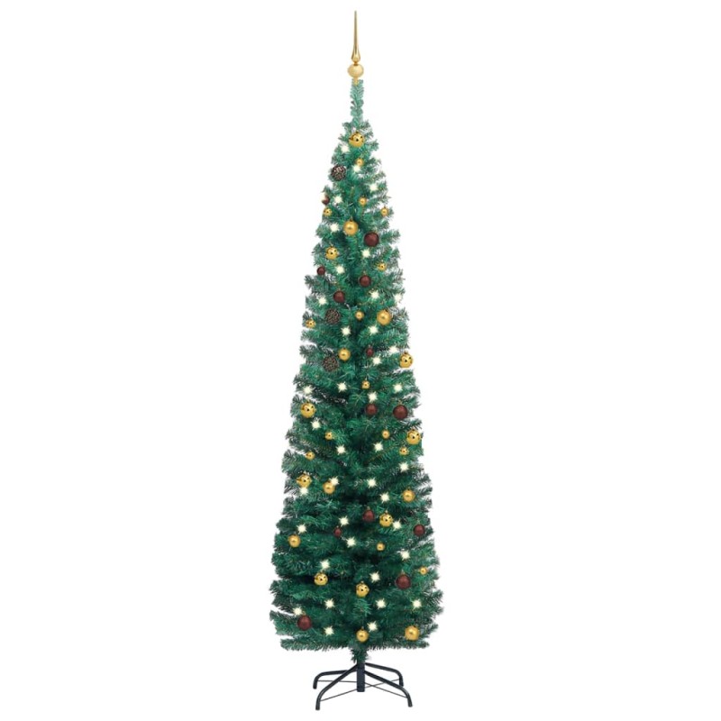 vidaXL Árbol de Navidad preiluminado con luces y bolas verde 210 cm vidaXL Árbol de Navidad preiluminado con luces y bolas verde 210 cm