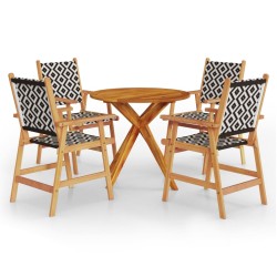 vidaXL Juego de comedor de jardín 5 piezas madera maciza de acacia