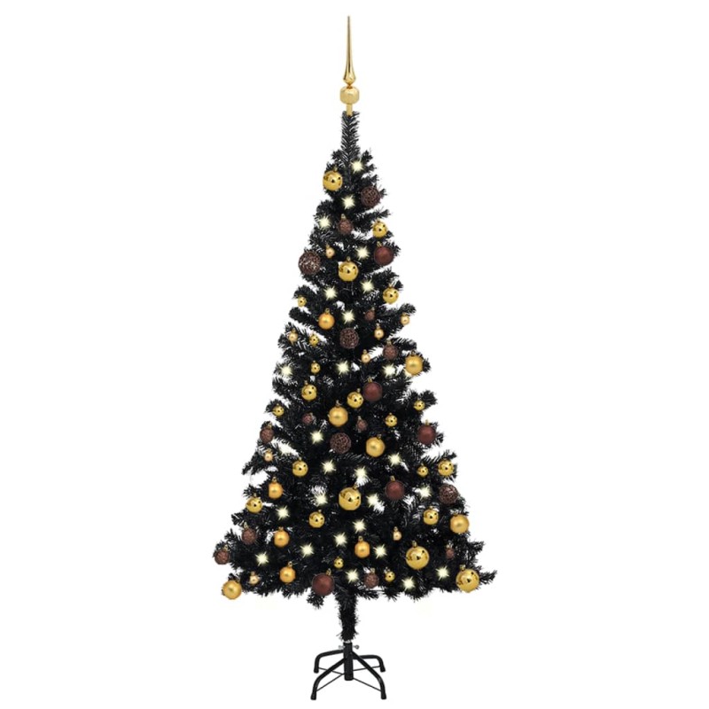 vidaXL Árbol de Navidad preiluminado con luces y bolas negro 120 cm vidaXL Árbol de Navidad preiluminado con luces y bolas negro 120 cm
