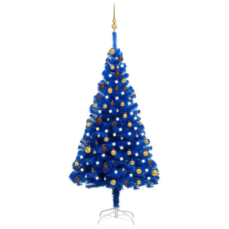 vidaXL Árbol de Navidad preiluminado con luces y bolas azul 180 cm vidaXL Árbol de Navidad preiluminado con luces y bolas azul 180 cm
