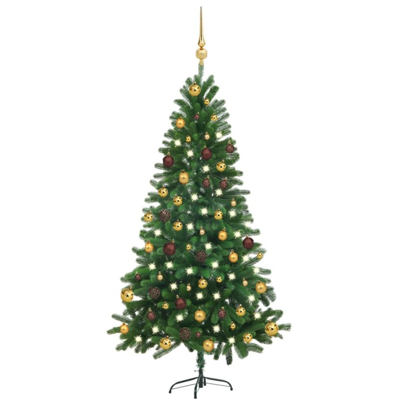 vidaXL Árbol de Navidad preiluminado con luces y bolas verde 150 cm vidaXL Árbol de Navidad preiluminado con luces y bolas verde 150 cm