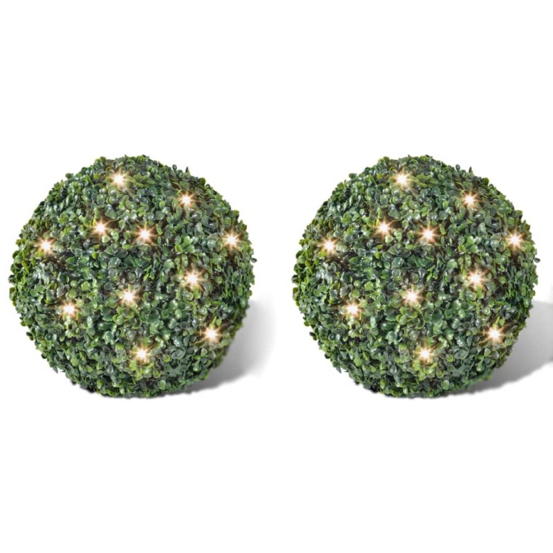 Hoja Artificial Bola de poda 35 cm Con cuerda de LED solar 2 piezas Hoja Artificial Bola de poda 35 cm Con cuerda de LED solar 2 piezas