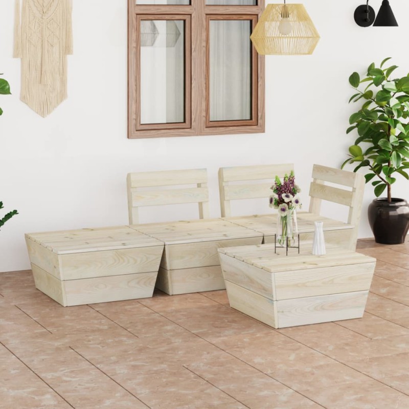 vidaXL Muebles de palets para jardín 4 pzas madera de abeto impregnada vidaXL Muebles de palets para jardín 4 pzas madera de abeto impregnada