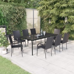 vidaXL Juego de comedor para jardín 9 piezas negro