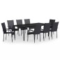 vidaXL Juego de comedor para jardín 9 piezas negro vidaXL Juego de comedor para jardín 9 piezas negro