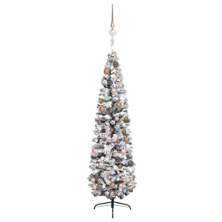 vidaXL Árbol de Navidad preiluminado con luces y bolas verde 210 cm