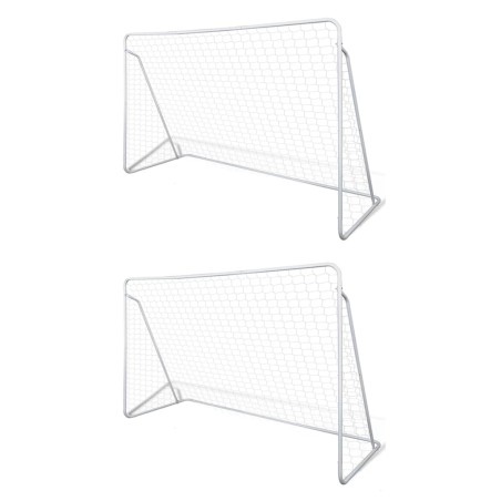 vidaXL Porterías de fútbol de acero 2 unidades 240x90x150 cm