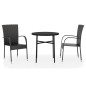 vidaXL Juego de comedor para jardín 3 piezas ratán sintético negro vidaXL Juego de comedor para jardín 3 piezas ratán sintético negro