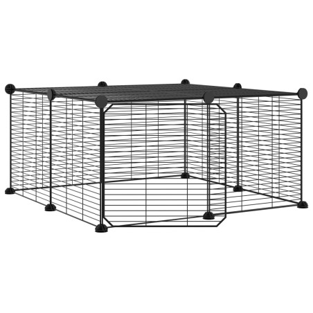 vidaXL Jaula para mascotas de 12 paneles puerta acero negro 35x35cm