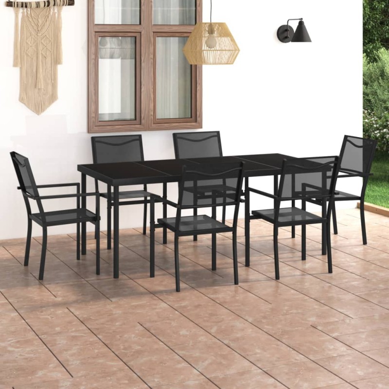 vidaXL Juego de comedor para jardín 7 piezas acero vidaXL Juego de comedor para jardín 7 piezas acero