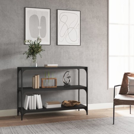 vidaXL Estantería madera contrachapada y acero negro 100x33x70,5 cm
