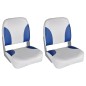 vidaXL 2x Asiento barco respaldo plegable cojín azul blanco 41x36x48cm vidaXL 2x Asiento barco respaldo plegable cojín azul blanco 41x36x48cm