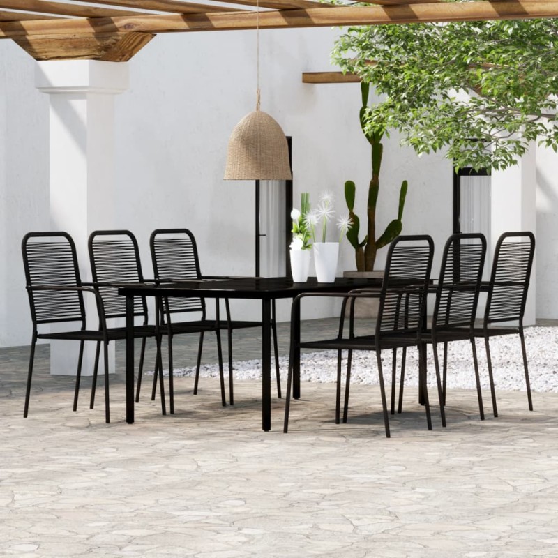 vidaXL Juego de comedor de jardín 7 piezas negro vidaXL Juego de comedor de jardín 7 piezas negro