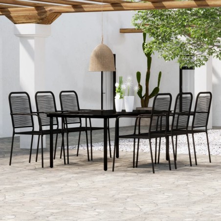 vidaXL Juego de comedor de jardín 7 piezas negro