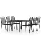 vidaXL Juego de comedor de jardín 7 piezas negro vidaXL Juego de comedor de jardín 7 piezas negro