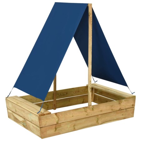 vidaXL Arenero con tejado de madera de pino impregnada 80x60x97,5 cm