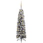 vidaXL Árbol de Navidad delgado con luces y nieve PVC verde 120 cm vidaXL Árbol de Navidad delgado con luces y nieve PVC verde 120 cm