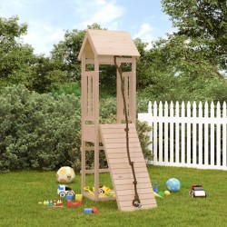 vidaXL Casa de juegos con pared de escalada madera maciza pino