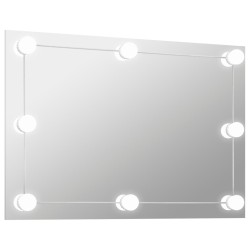 vidaXL Espejo de pared sin marco con luces LED rectangular de vidrio