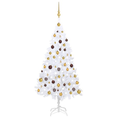 vidaXL Árbol de Navidad preiluminado con luces y bolas blanco 150 cm