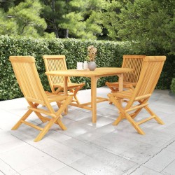 vidaXL Conjunto de comedor de jardín 5 piezas madera maciza de teca