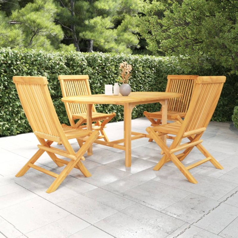 vidaXL Conjunto de comedor de jardín 5 piezas madera maciza de teca vidaXL Conjunto de comedor de jardín 5 piezas madera maciza de teca